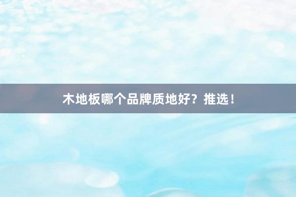 木地板哪个品牌质地好？推选！